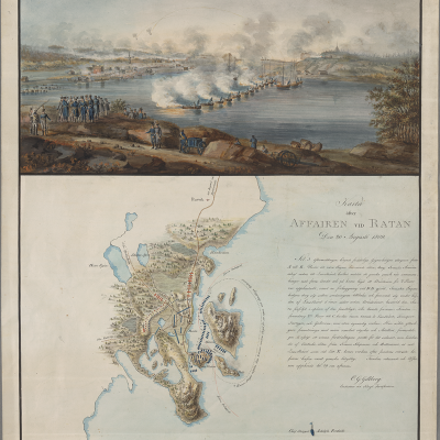 View_and_Map_of_the_Affair_at_Ratan,_of_August_20,_1809_-_WDL